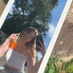 white ruffle tube top